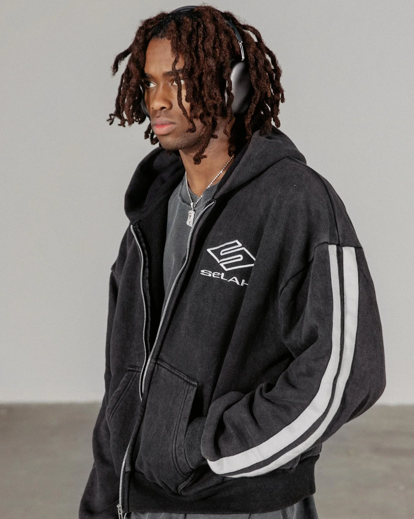 "ATHLETICA" STRIPED ZIP-UP HOODIE - Image 3