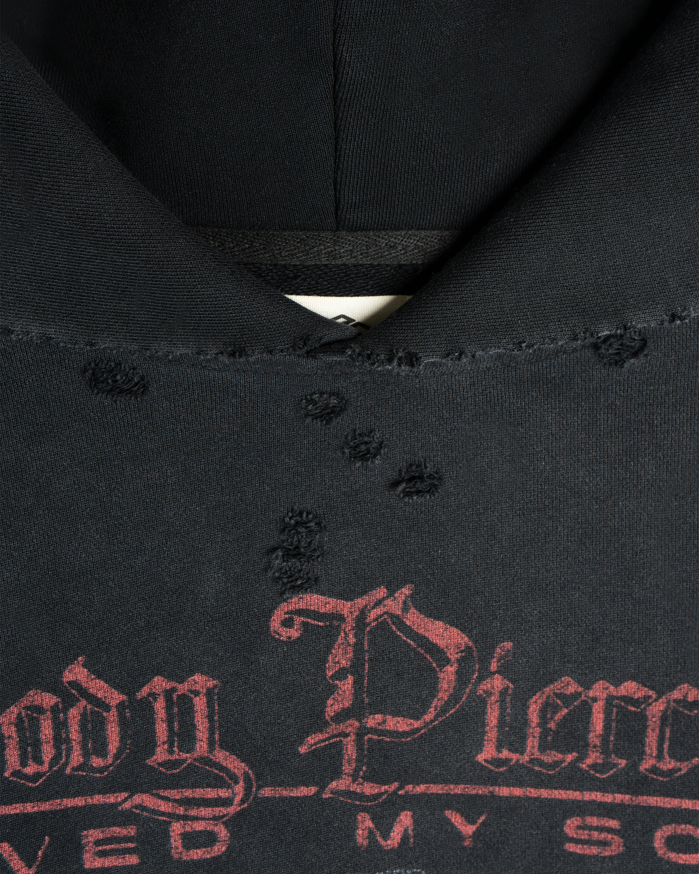 "BODY PIERCING" DISTRESSED HOODIE - Image 6